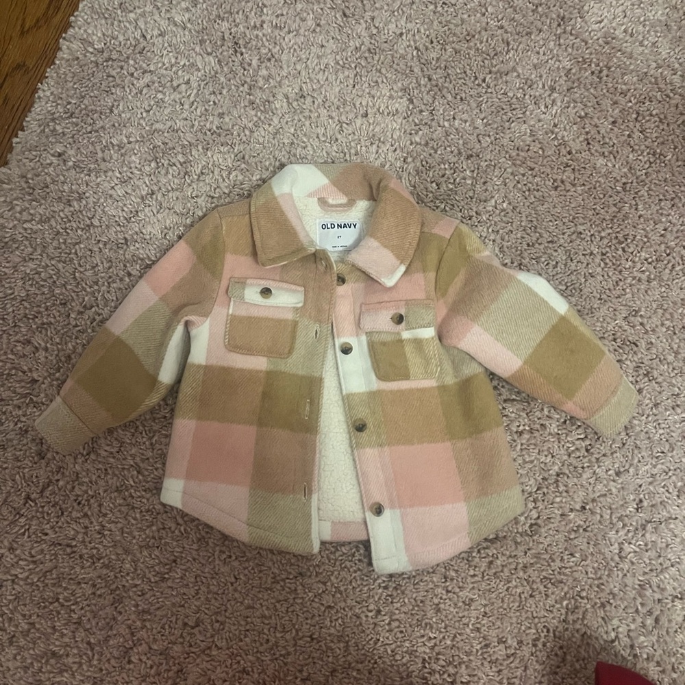 Old Navy Kids' Pink and Tan Plaid Jacket
